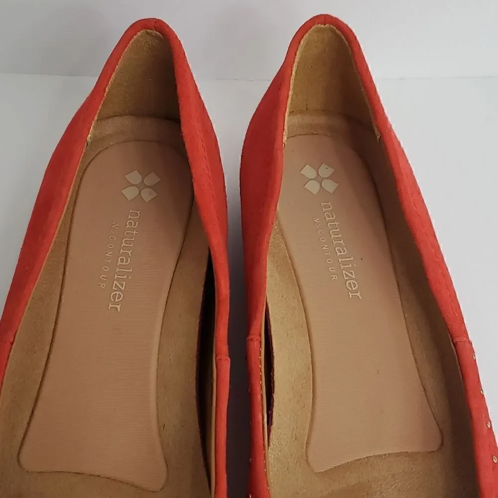 Naturalizer Joana  Red Studded Leather Comfort Flats Size 9N